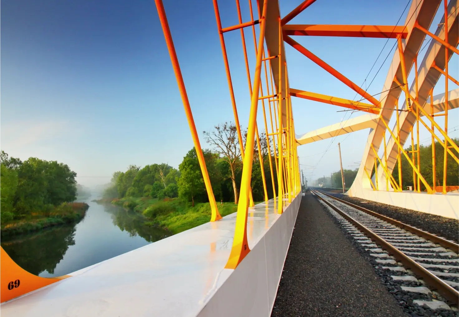 Train bridge over the river